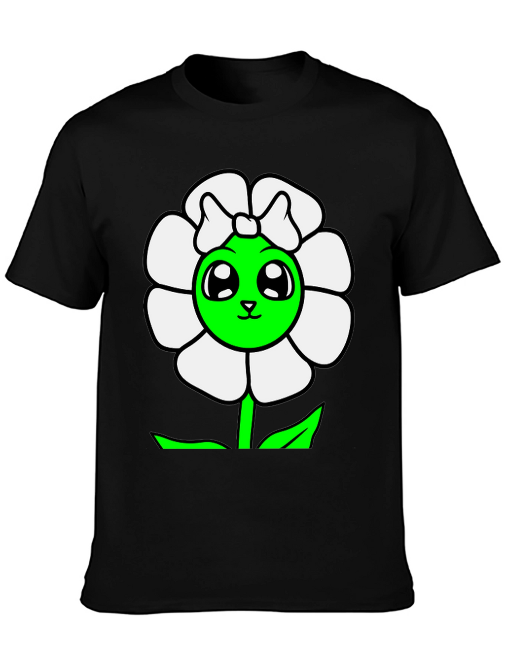 Cute Flower Graphic T-Shirt - Black