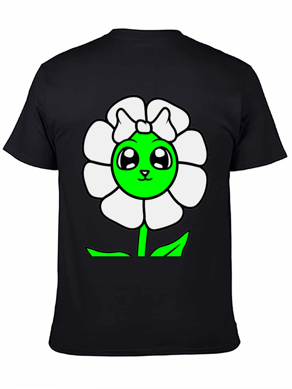 Cute Flower Graphic T-Shirt - Black