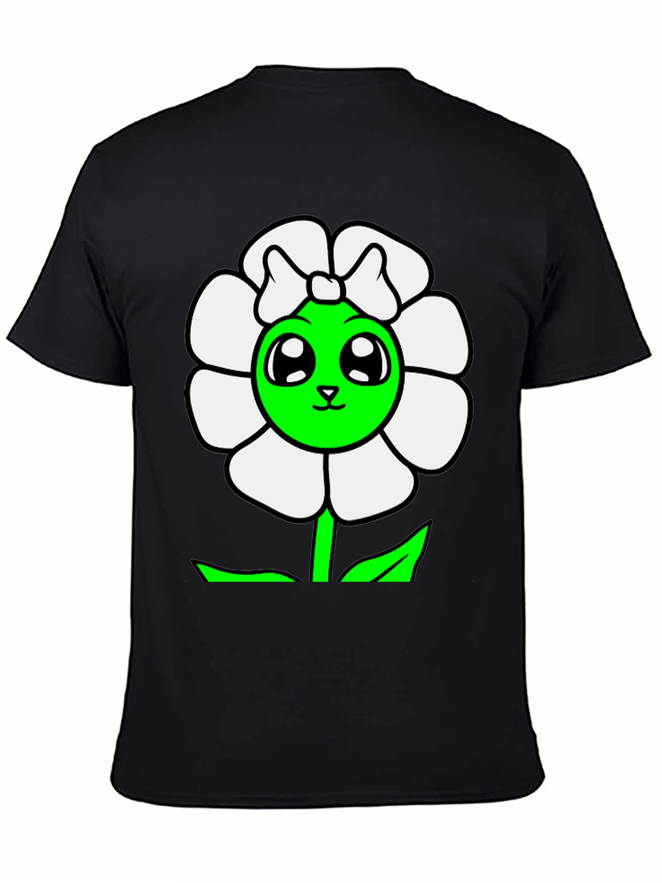 Cute Flower Graphic T-Shirt - Black