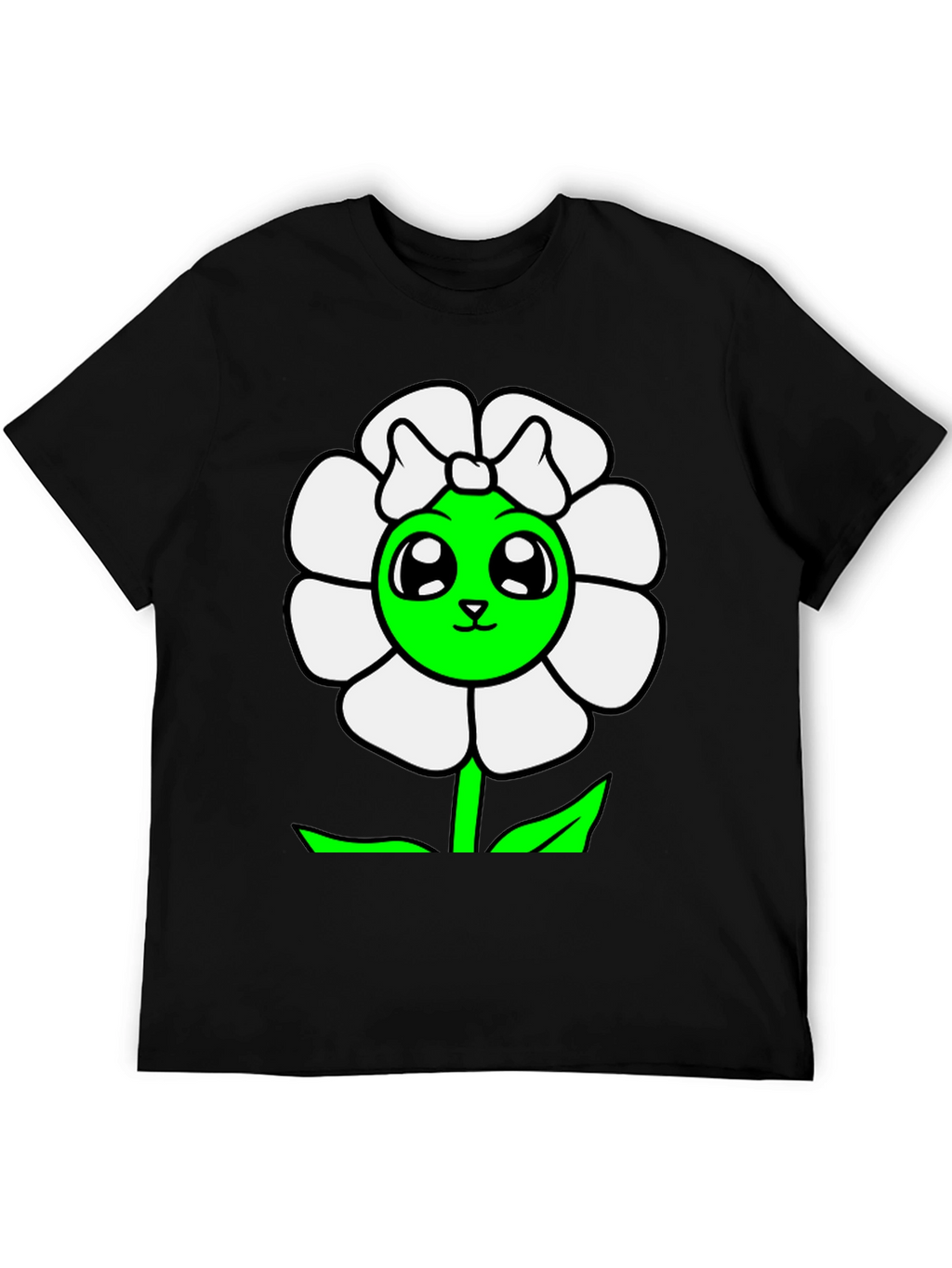 Cute Flower Graphic T-Shirt - Black