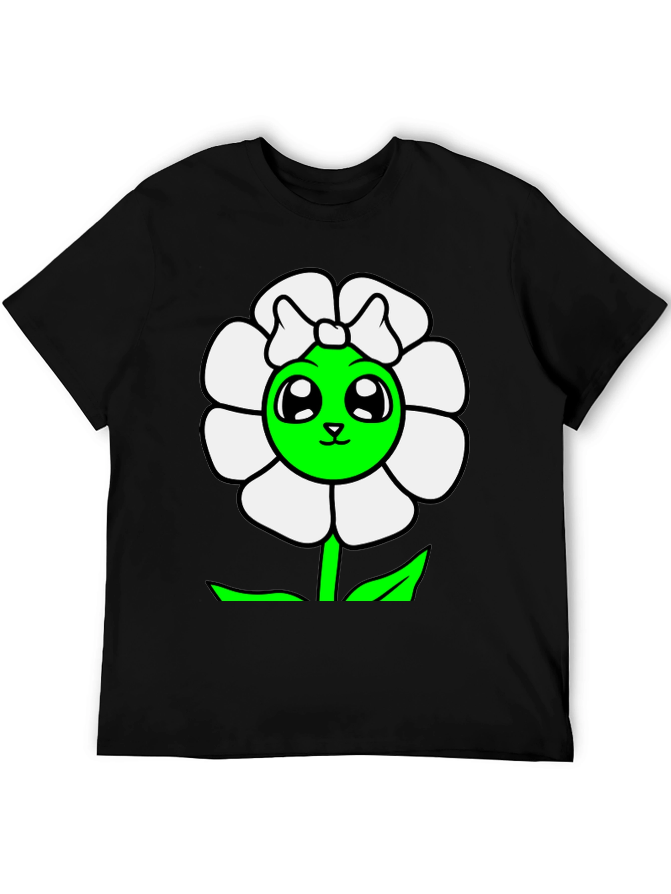 Cute Flower Graphic T-Shirt - Black