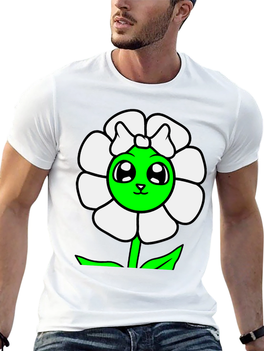 Cute Flower Graphic T-Shirt - Black