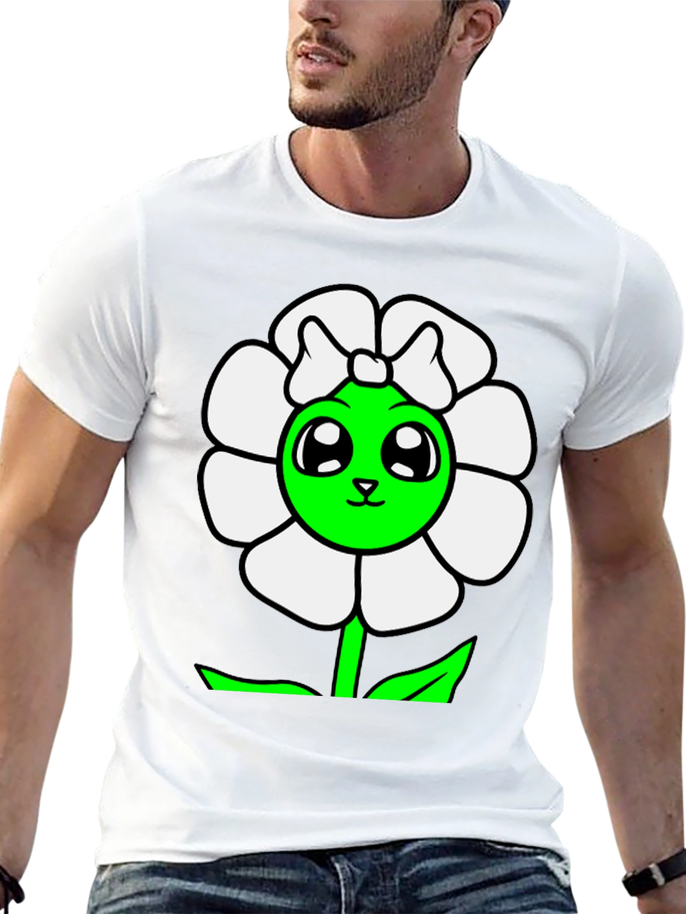 Cute Flower Graphic T-Shirt - Black