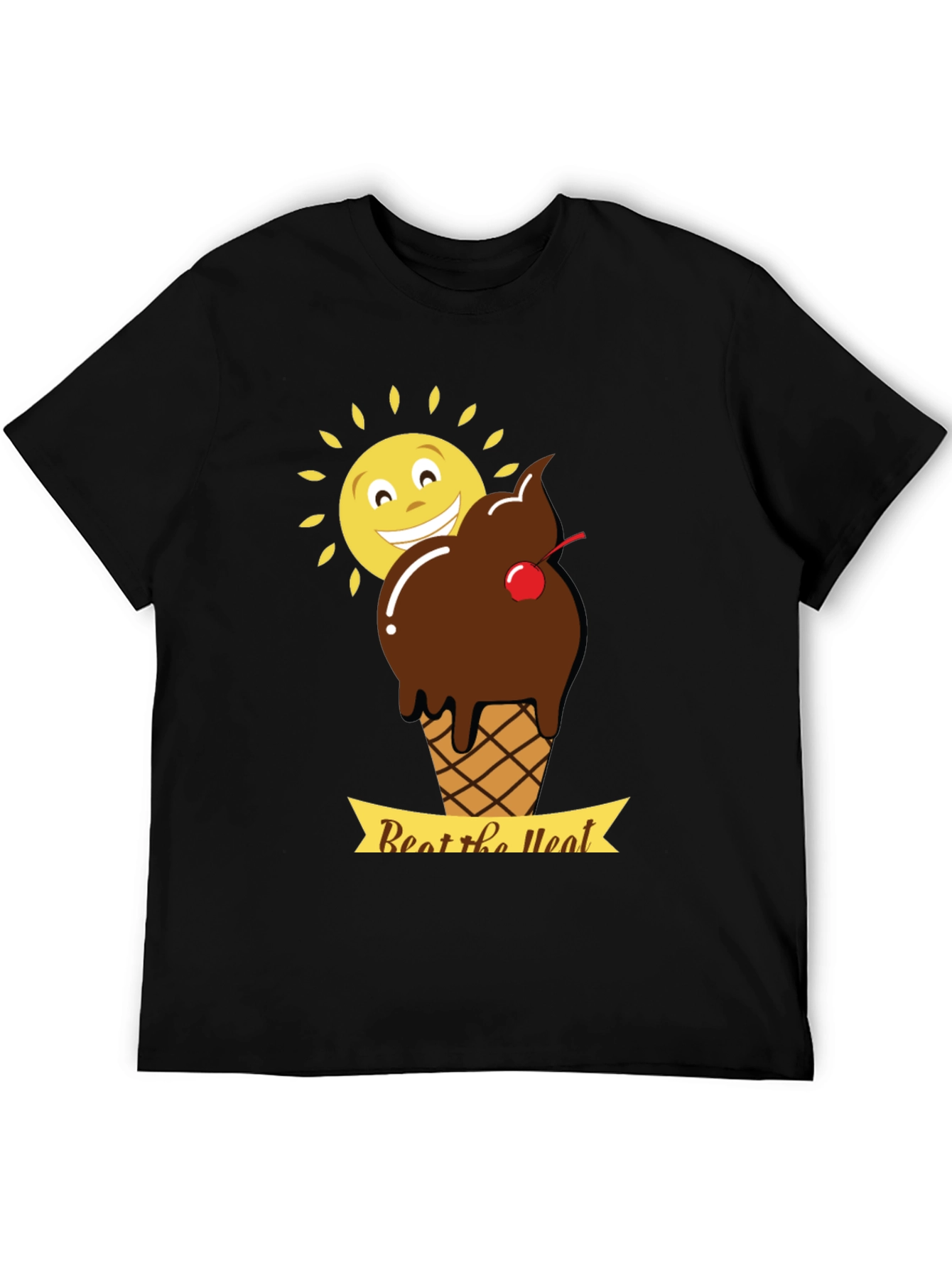 Beat the Heat T-Shirt with Ice Cream and Sun Graphic