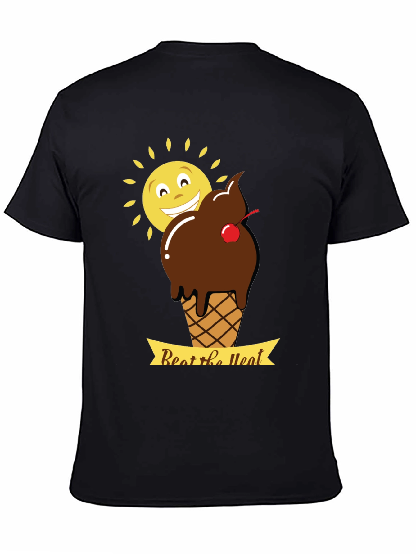 Beat the Heat T-Shirt with Ice Cream and Sun Graphic