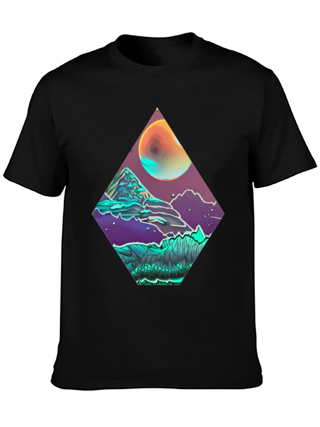 Geometric Moonscape Graphic Tee - Black