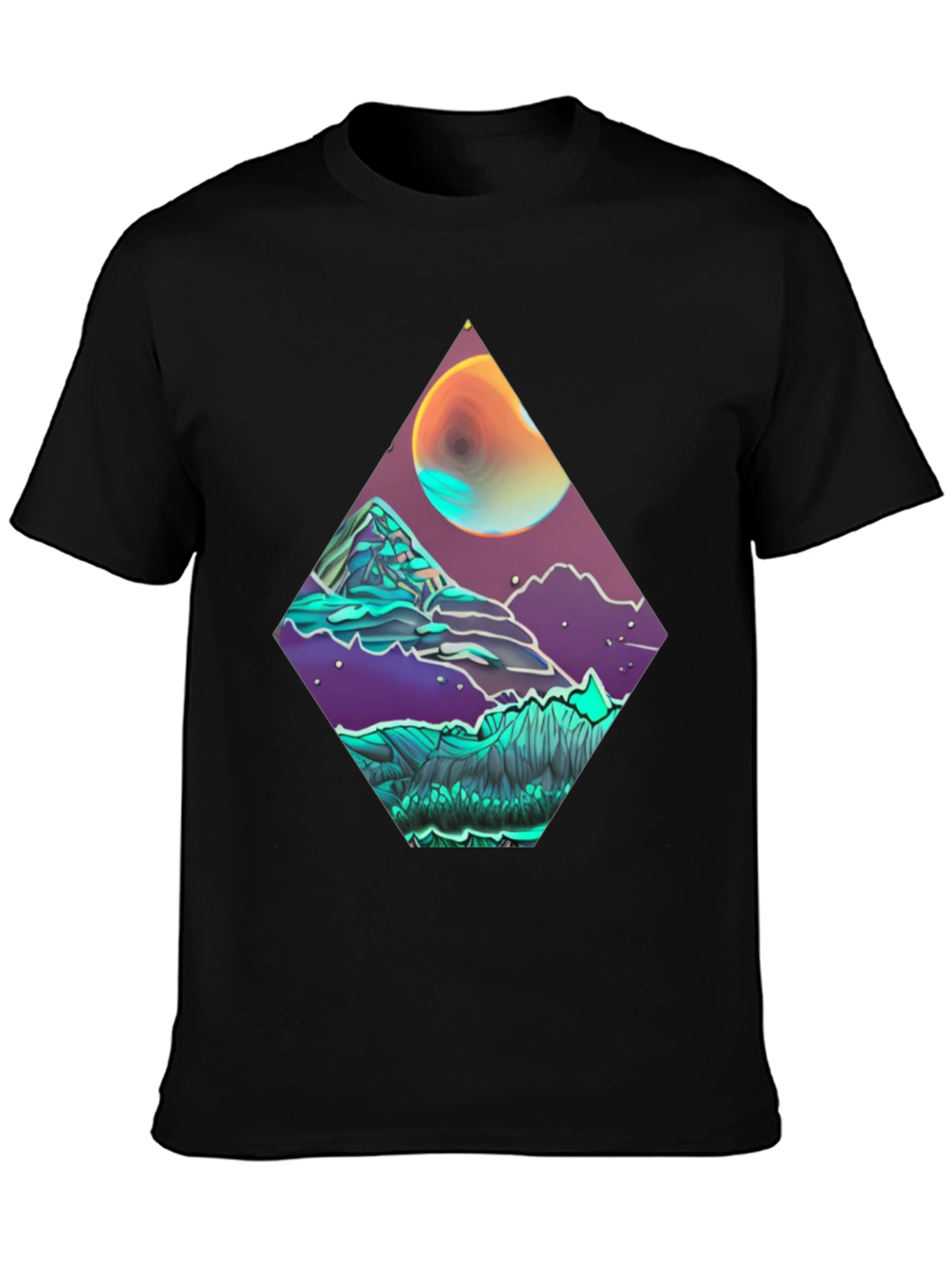 Geometric Moonscape Graphic Tee - Black