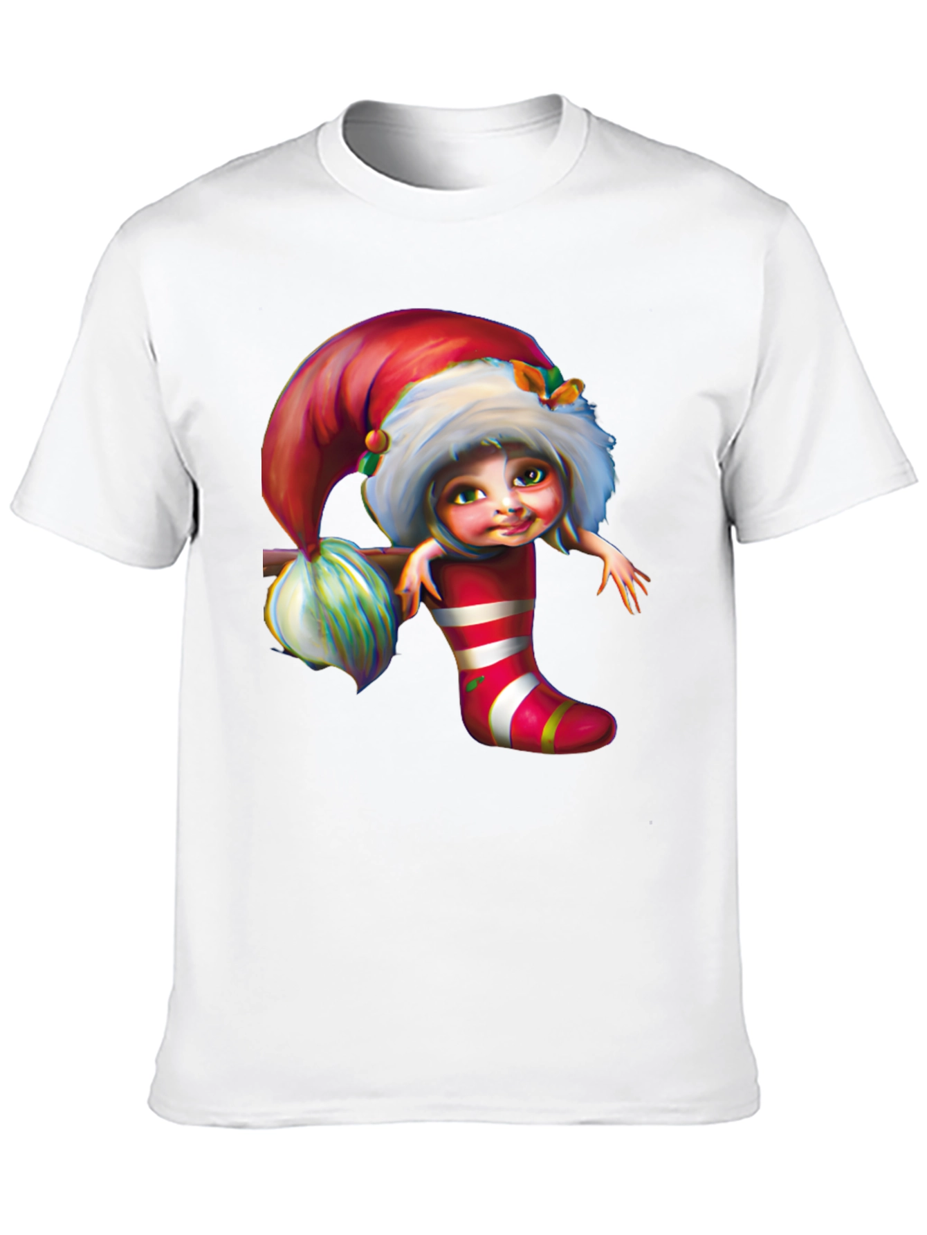Festive Elf in Stocking Graphic Tee