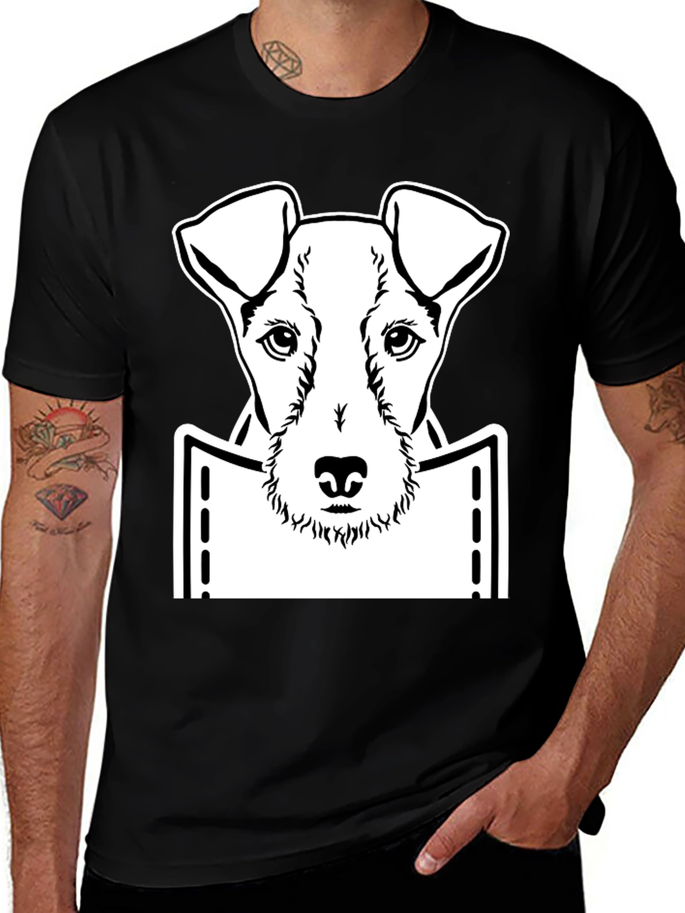 Dog in Pocket Graphic T-Shirt - Trendy Dog Lover Tee
