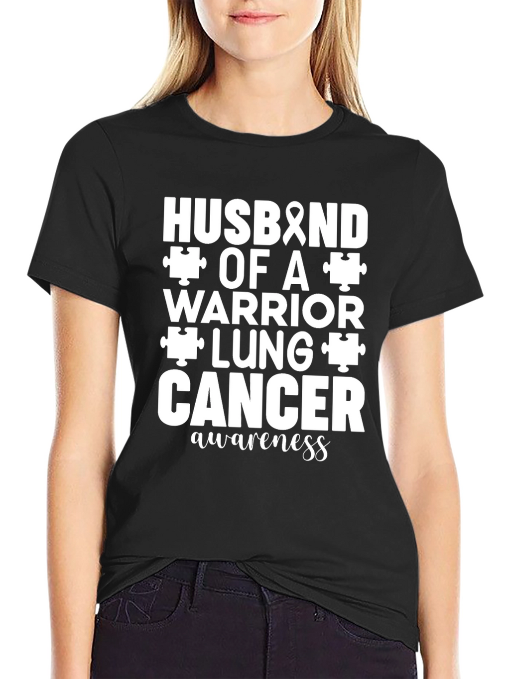 Husband of a Lung Cancer Warrior Awareness T-Shirt