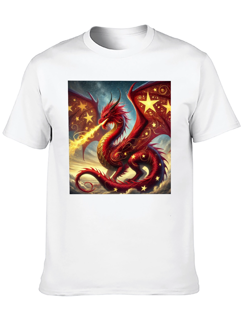 Fiery Dragon Graphic Tee - Fantasy Style