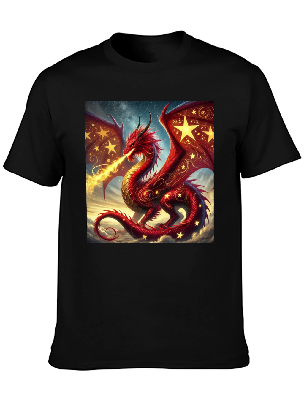Fiery Dragon Graphic Tee - Fantasy Style