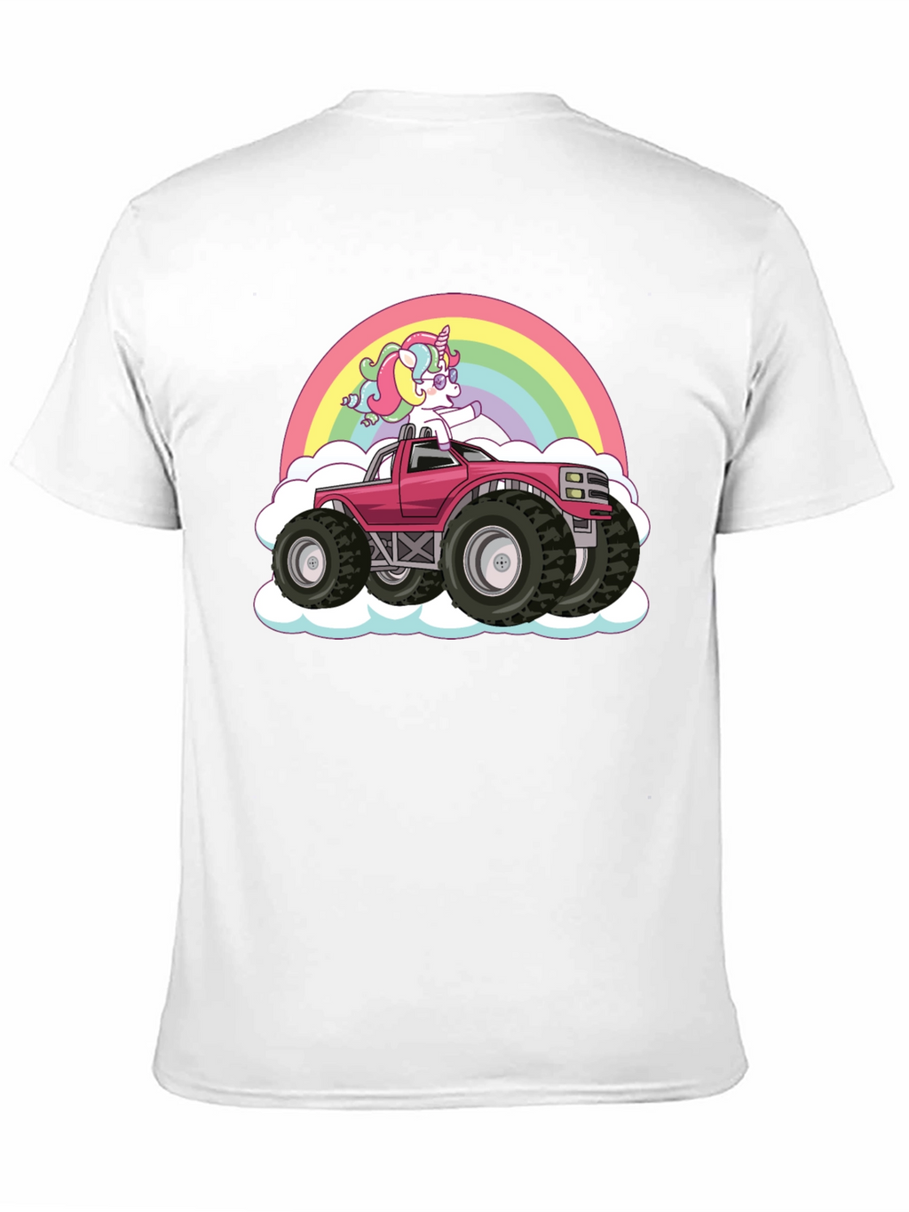 Unicorn Monster Truck Rainbow Black T-Shirt