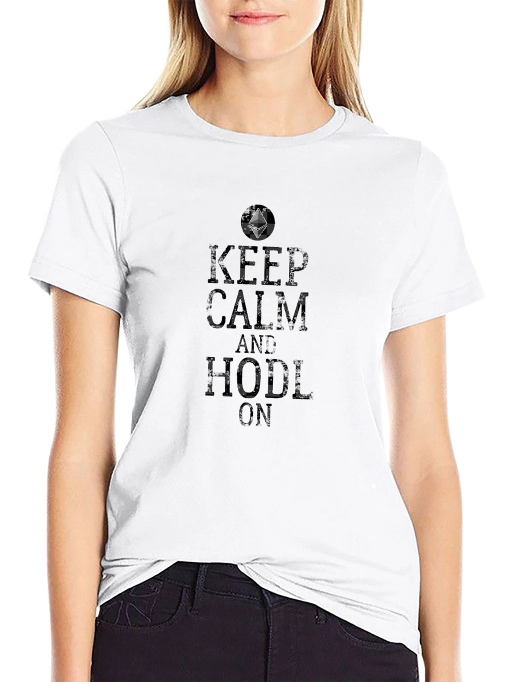 Keep Calm and Hodl On Black T-Shirt