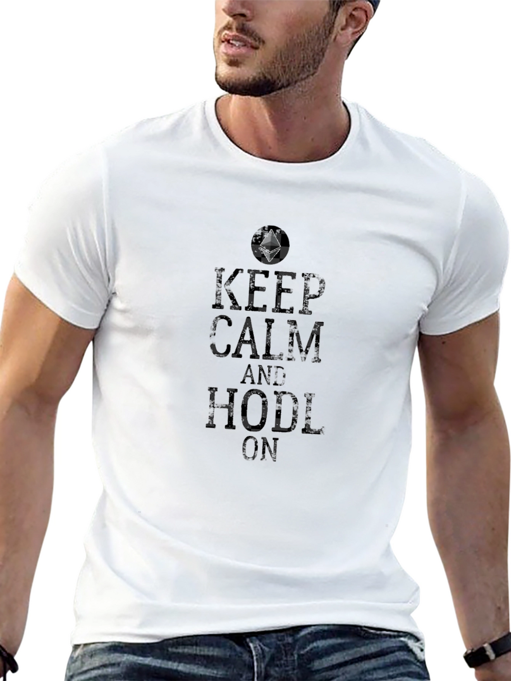 Keep Calm and Hodl On Black T-Shirt