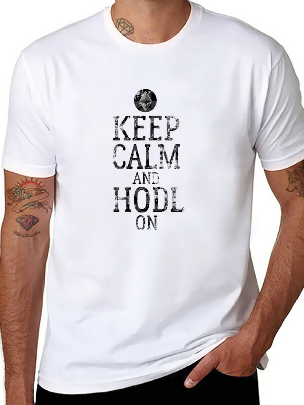 Keep Calm and Hodl On Black T-Shirt