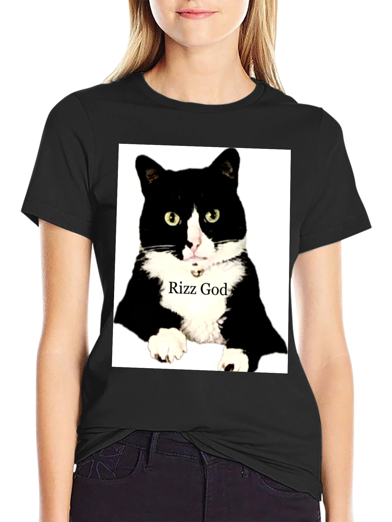 Rizz God Cat Graphic Tee - Funny Pet Lover Shirt