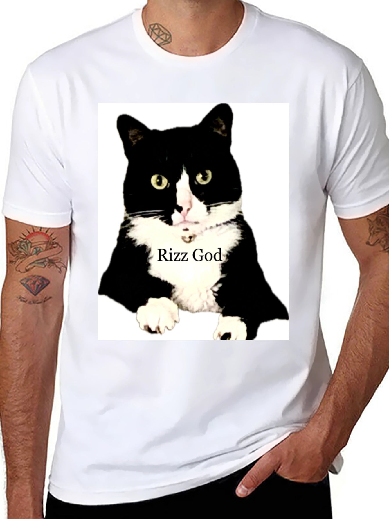 Rizz God Cat Graphic Tee - Funny Pet Lover Shirt