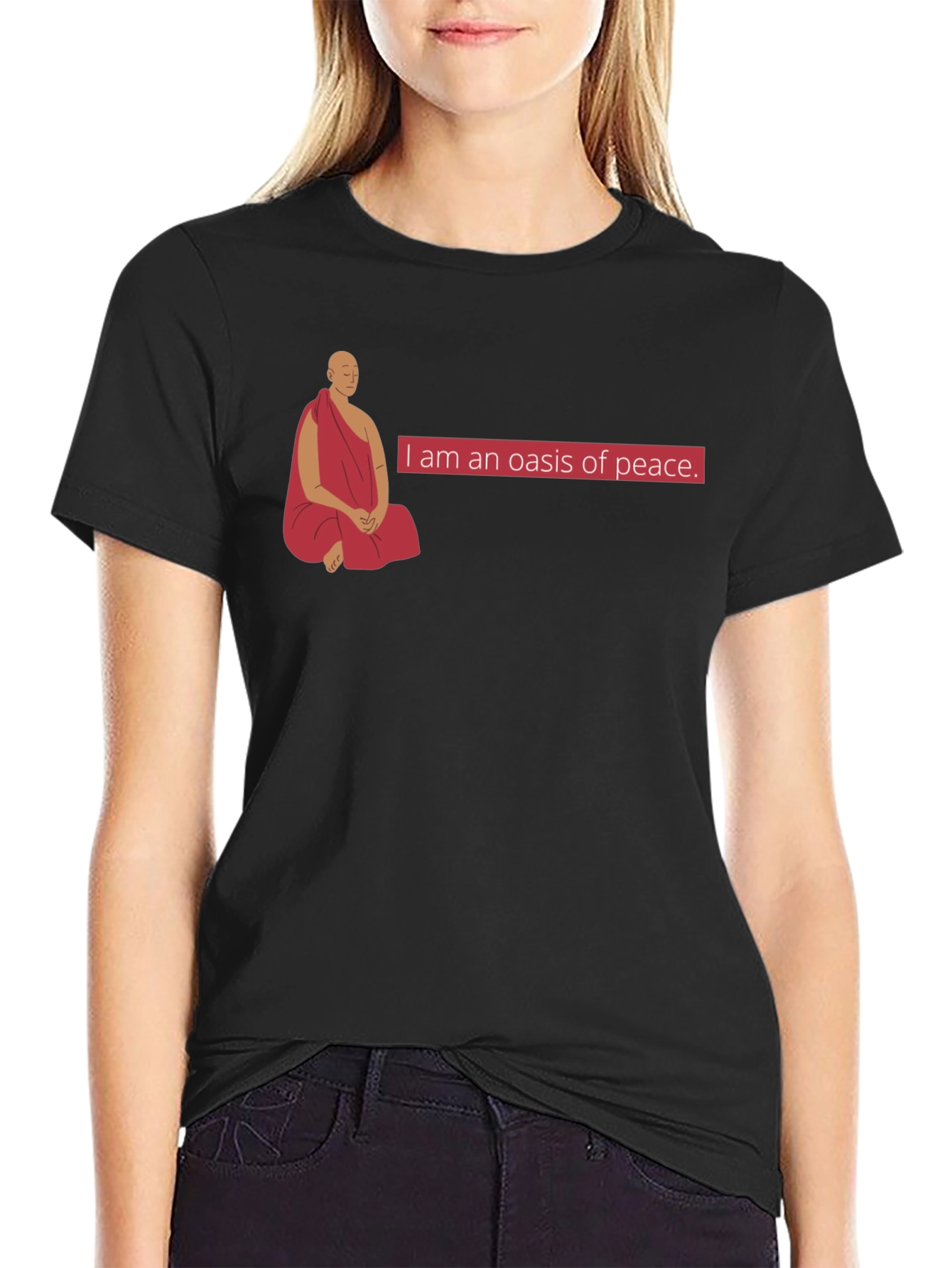 Oasis of Peace T-Shirt - Meditating Monk Design