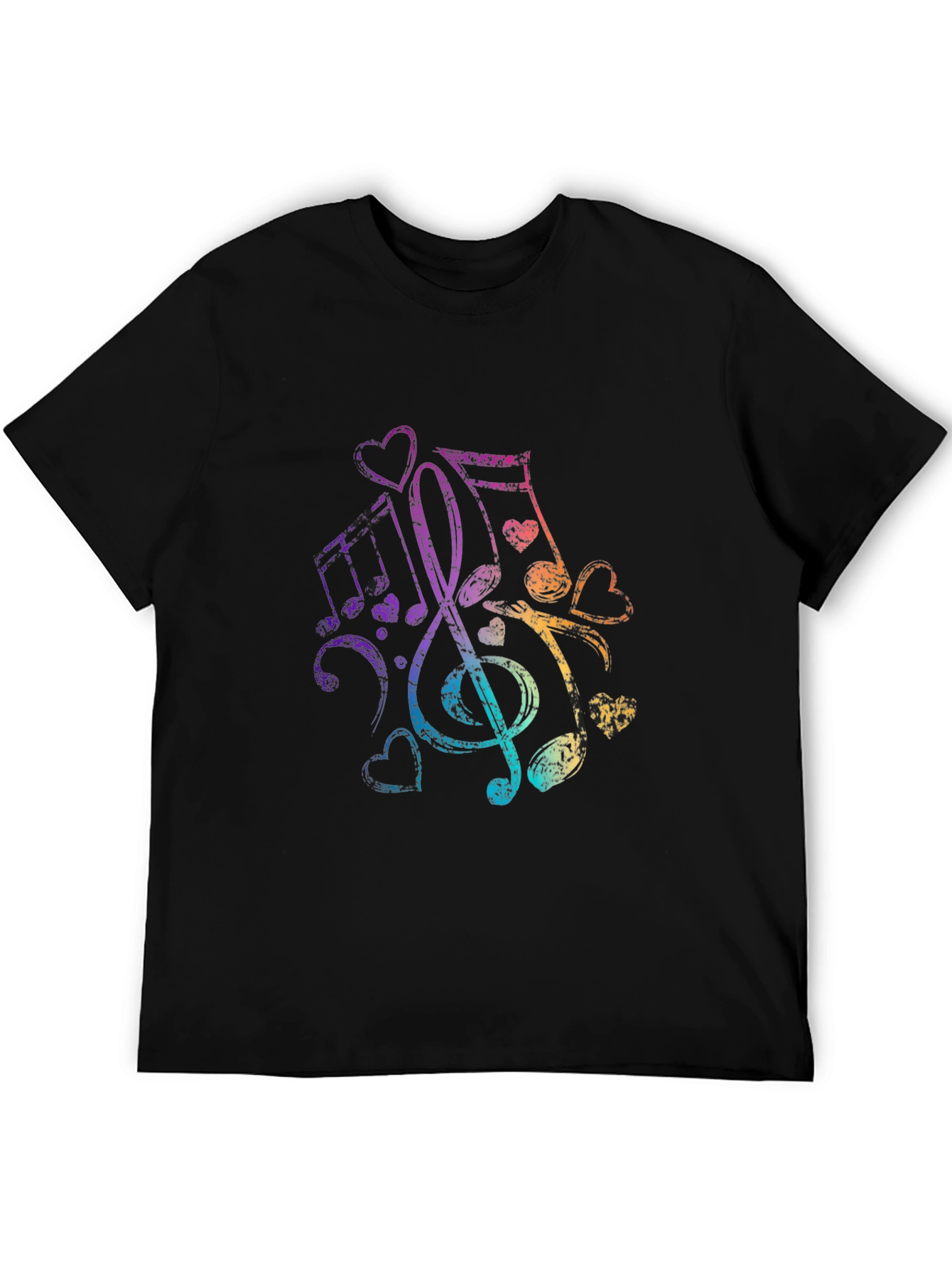 Music Notes Heartbeat Graphic Tee - Black