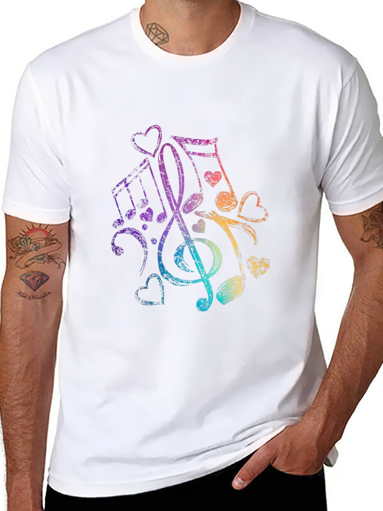 Music Notes Heartbeat Graphic Tee - Black
