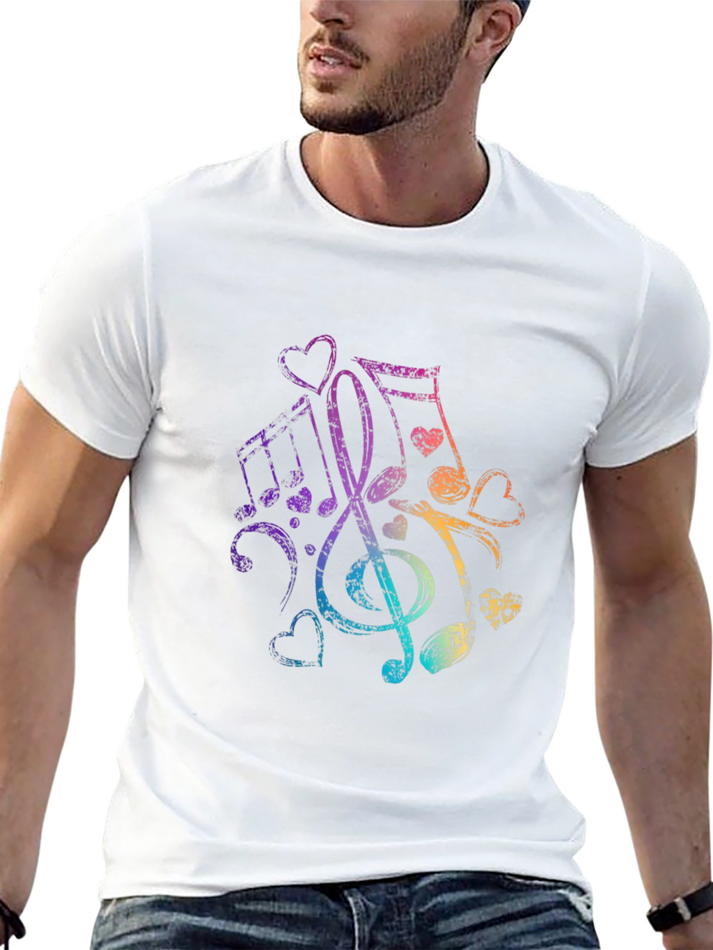 Music Notes Heartbeat Graphic Tee - Black