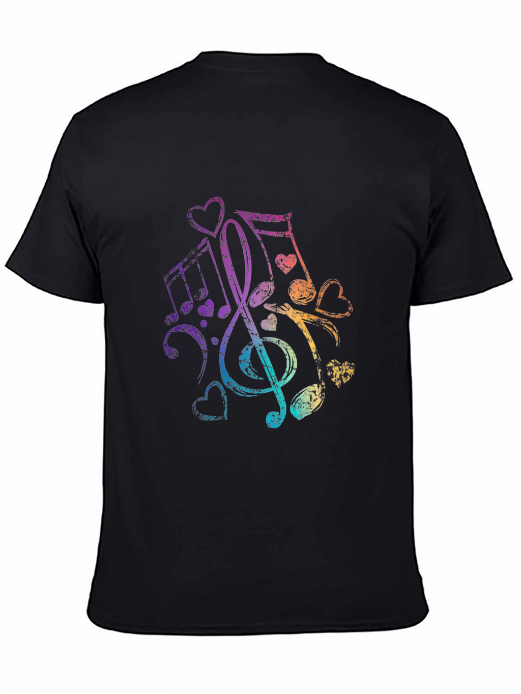 Music Notes Heartbeat Graphic Tee - Black