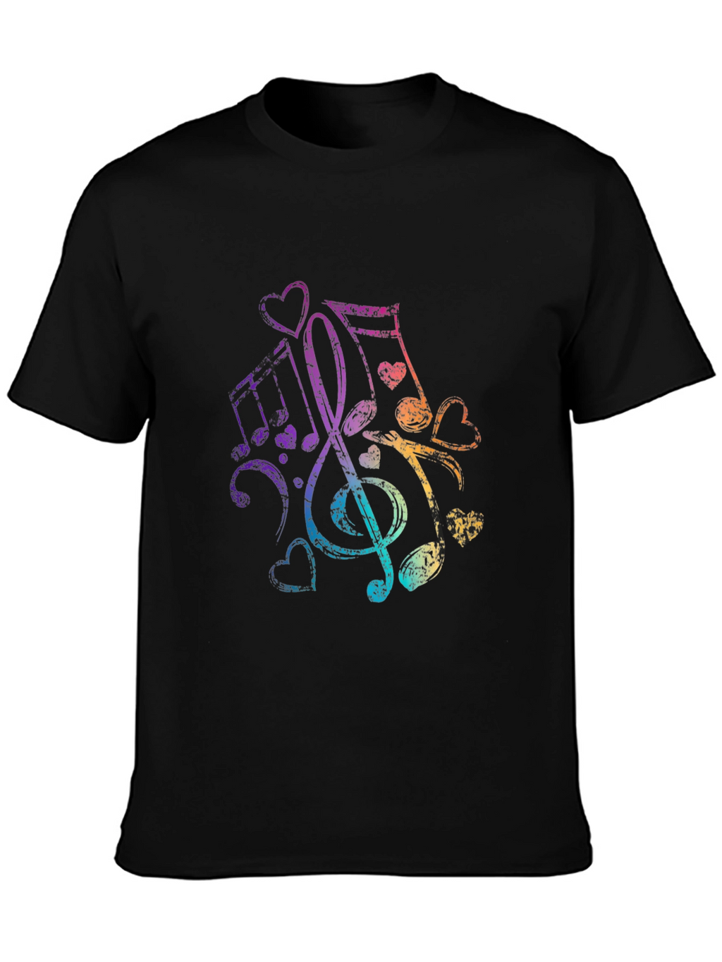 Music Notes Heartbeat Graphic Tee - Black