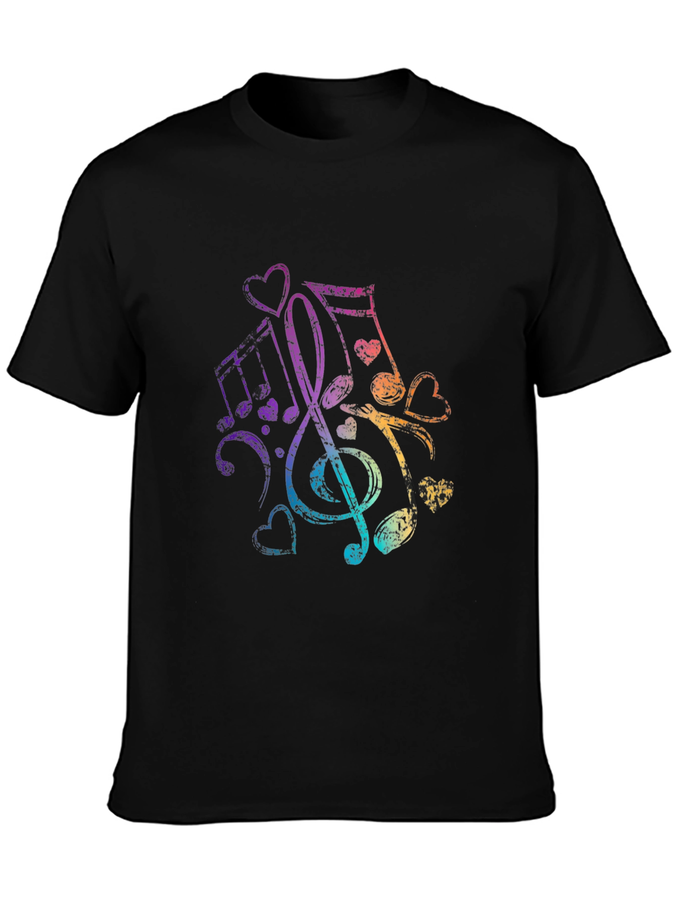 Music Notes Heartbeat Graphic Tee - Black