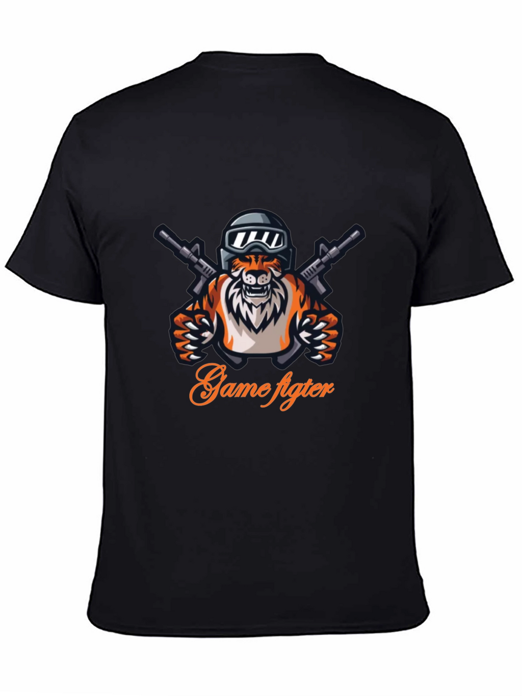Game Fighter Tiger Graphic Black T-Shirt