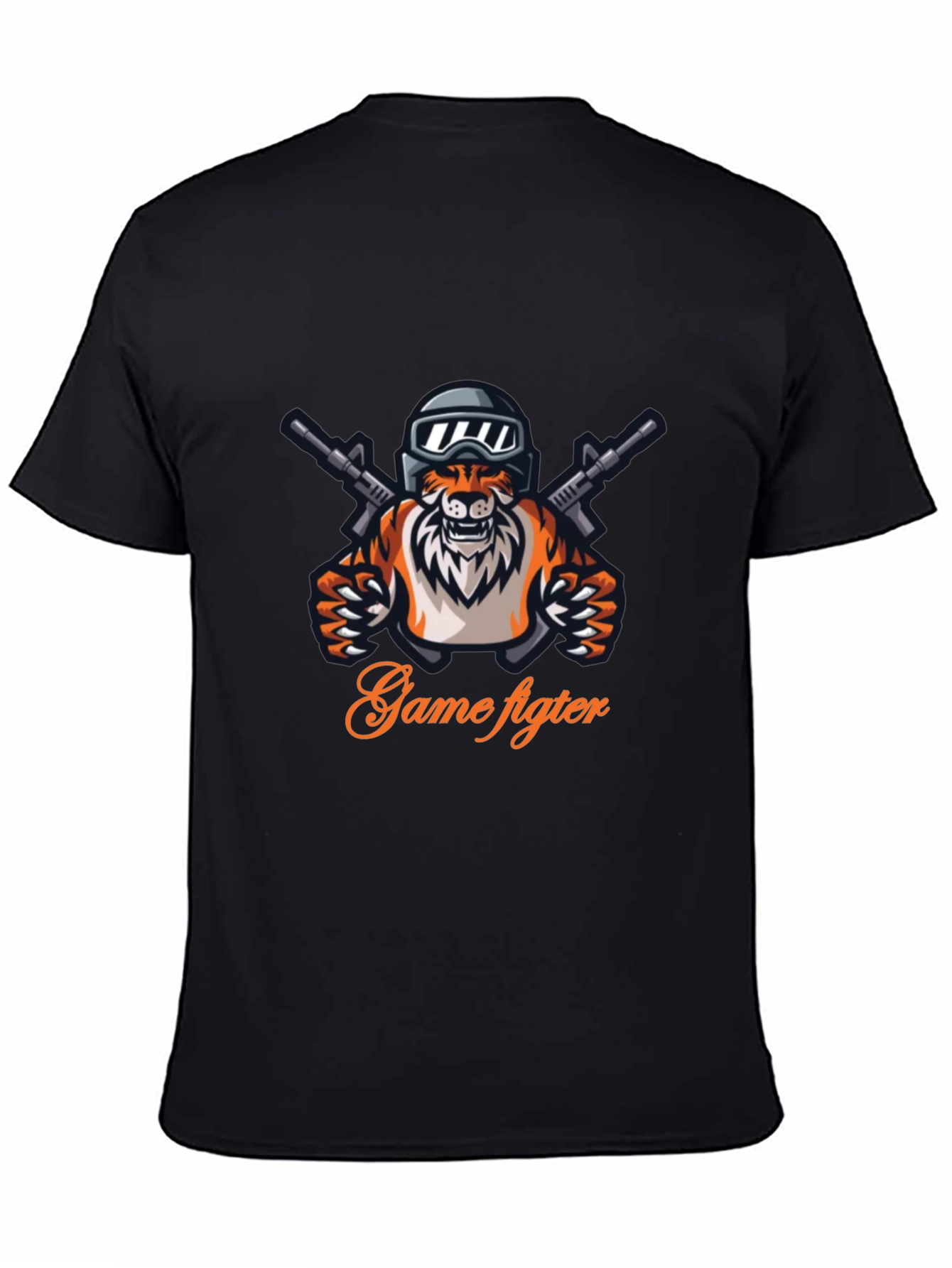 Game Fighter Tiger Graphic Black T-Shirt