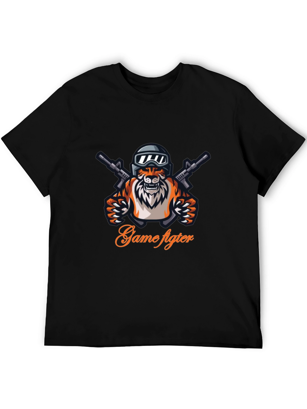 Game Fighter Tiger Graphic Black T-Shirt