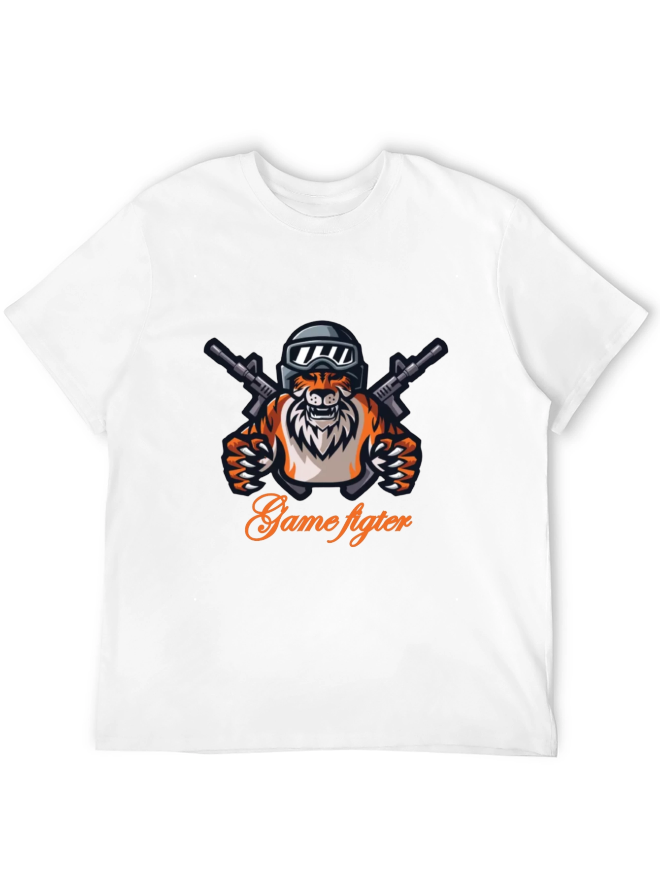 Game Fighter Tiger Graphic Black T-Shirt