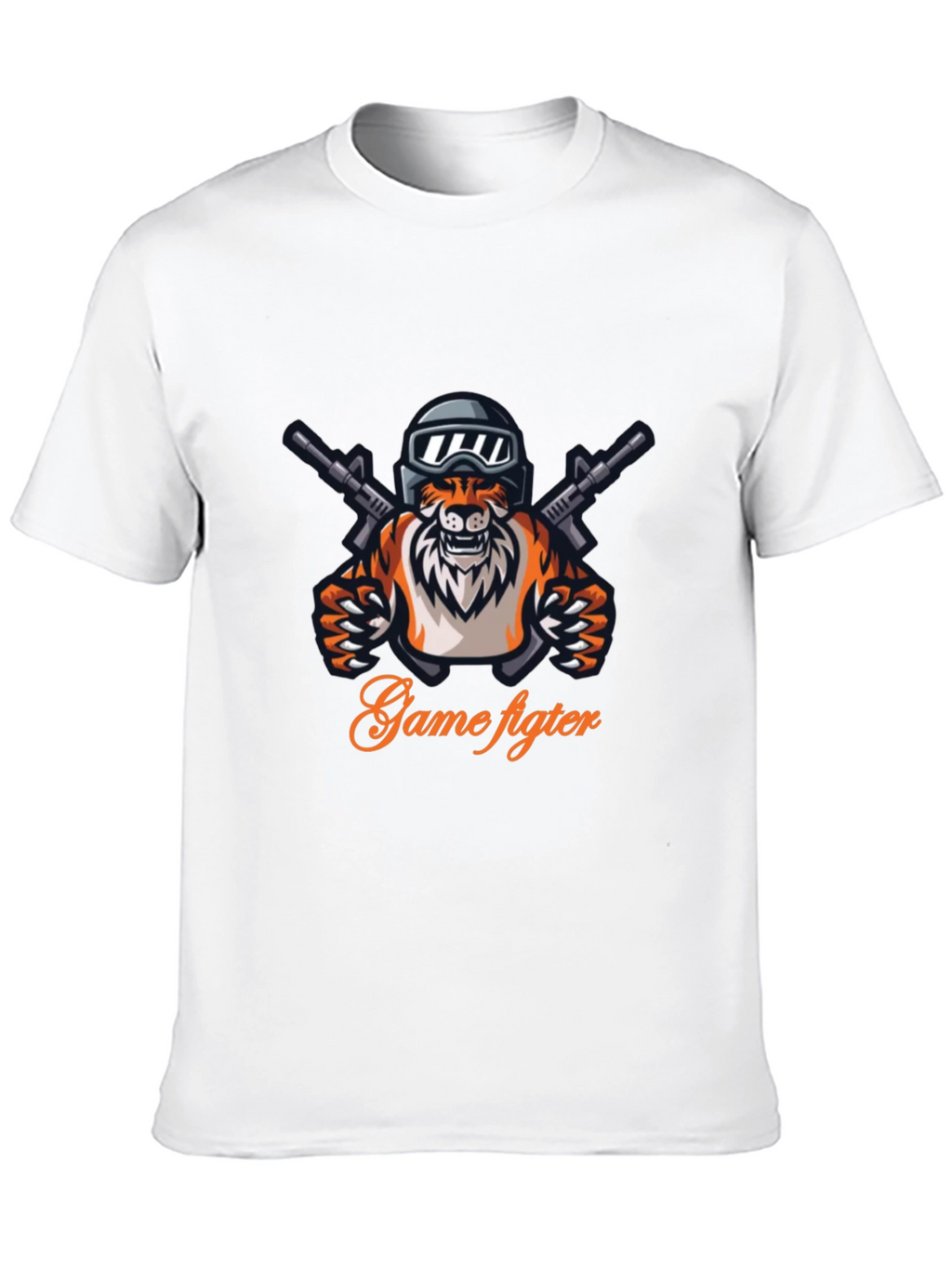 Game Fighter Tiger Graphic Black T-Shirt