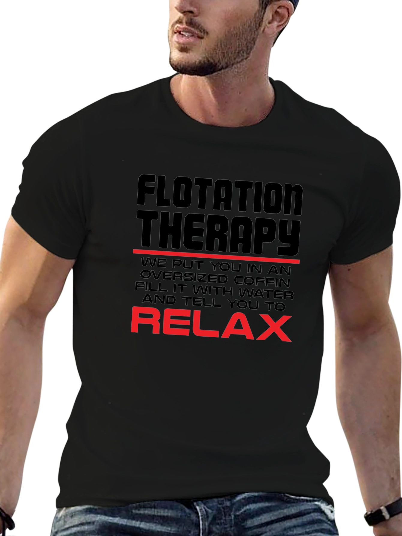 Flotation Therapy Humor T-Shirt Relaxing Black Tee