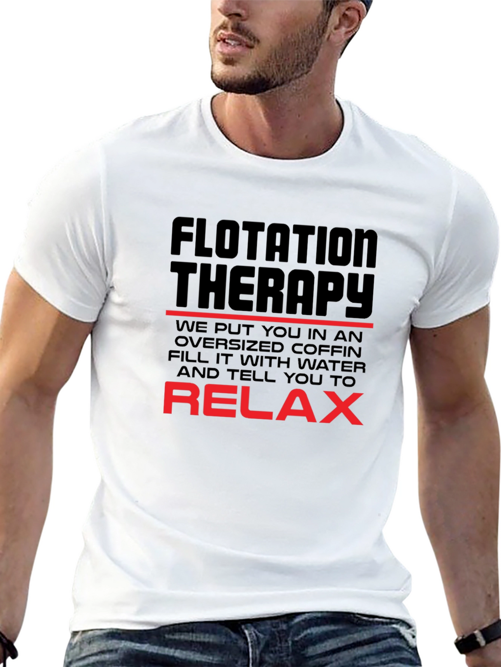 Flotation Therapy Humor T-Shirt Relaxing Black Tee