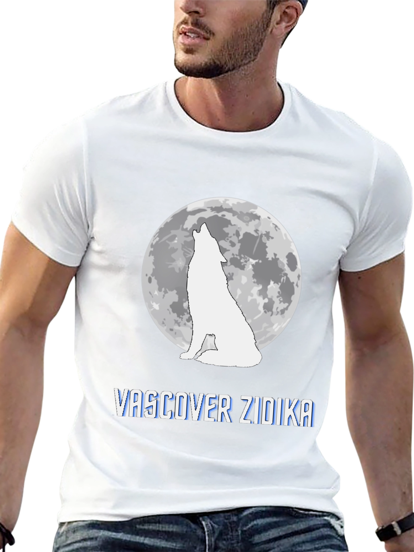 Wolf Howling at Moon Graphic Tee - Vascover Zidika