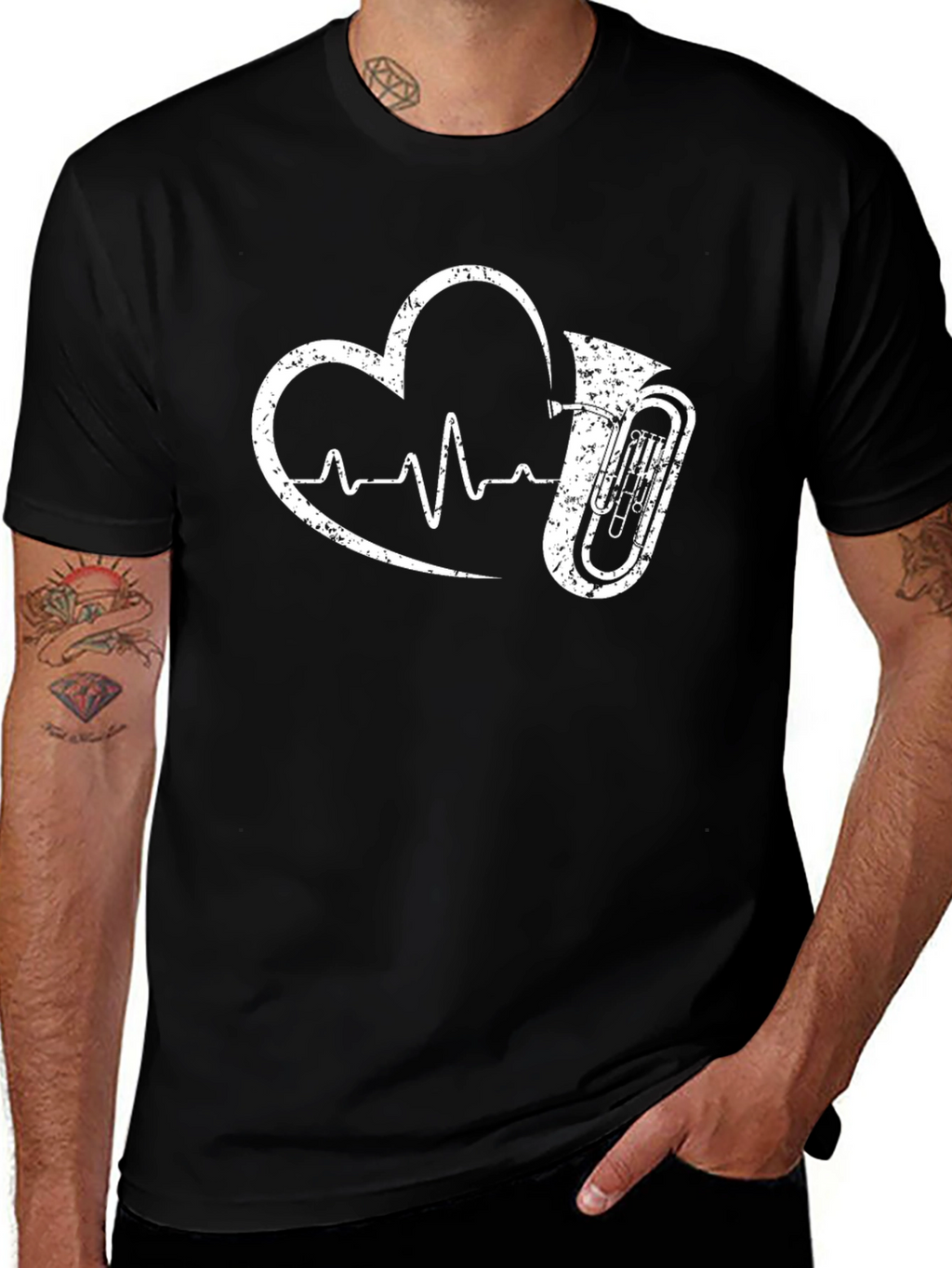 Tuba Heartbeat T-Shirt - Music Lover Tee