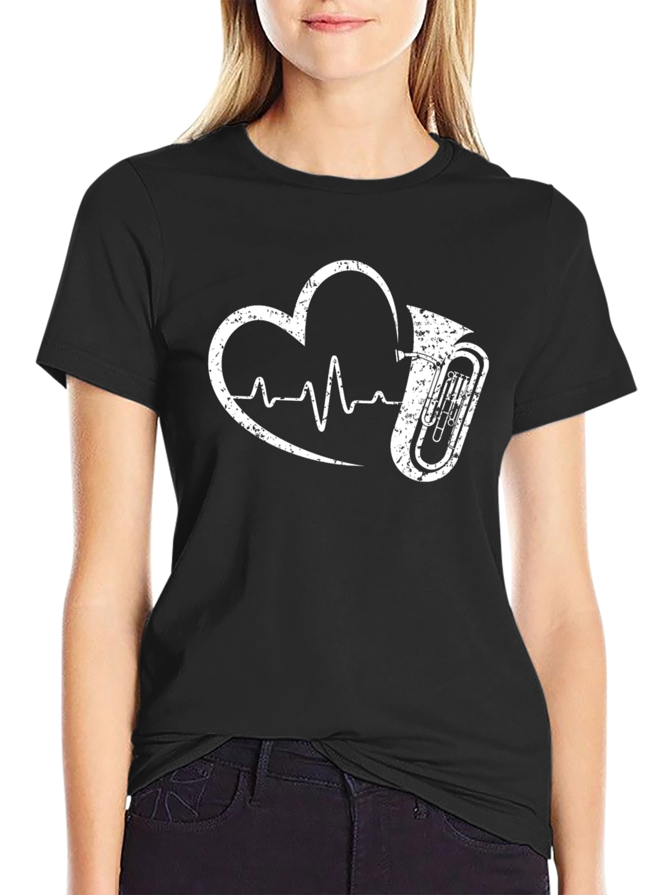 Tuba Heartbeat T-Shirt - Music Lover Tee