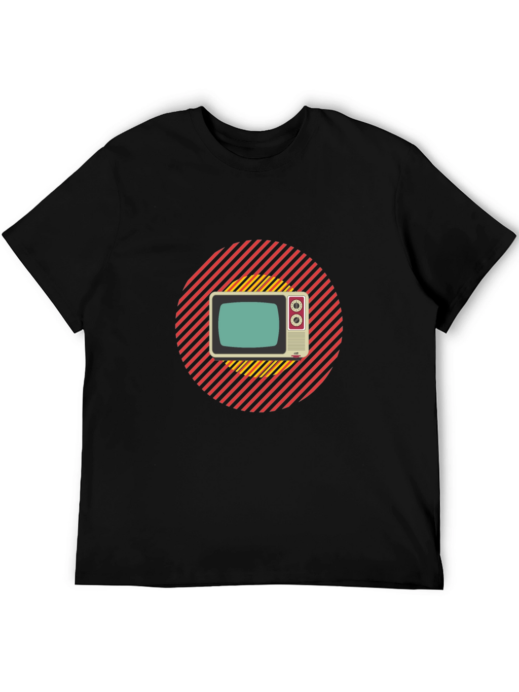 Retro TV Graphic T-Shirt - Black Cotton Blend