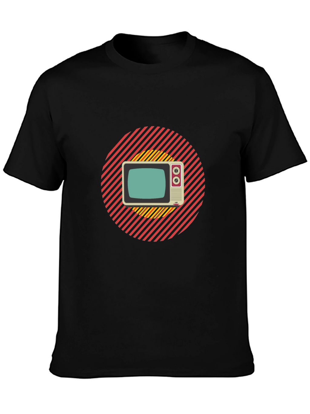 Retro TV Graphic T-Shirt - Black Cotton Blend