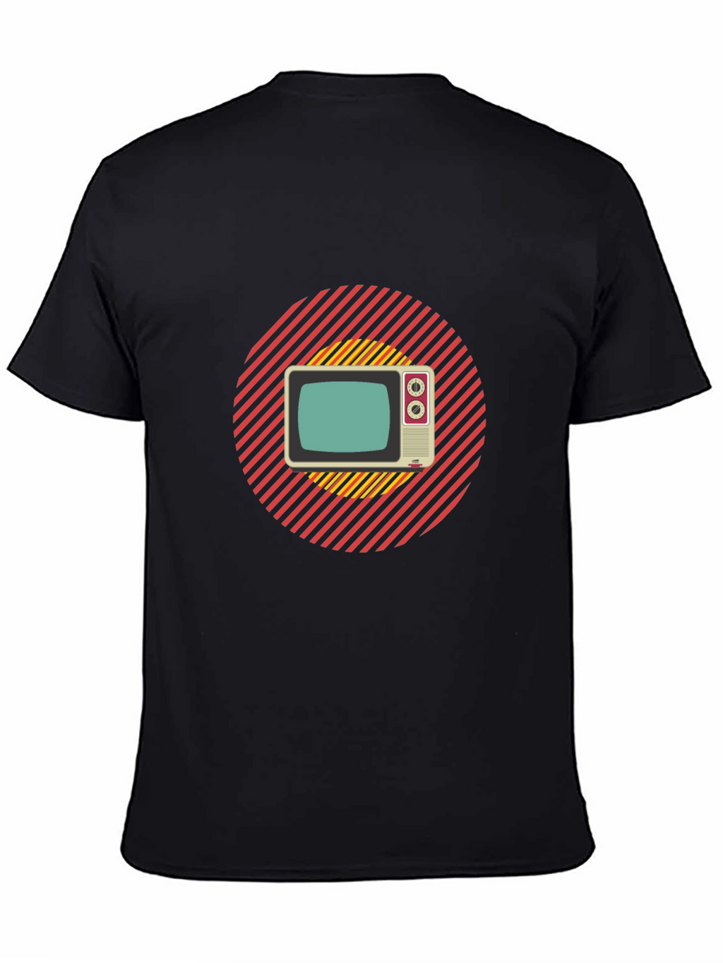 Retro TV Graphic T-Shirt - Black Cotton Blend