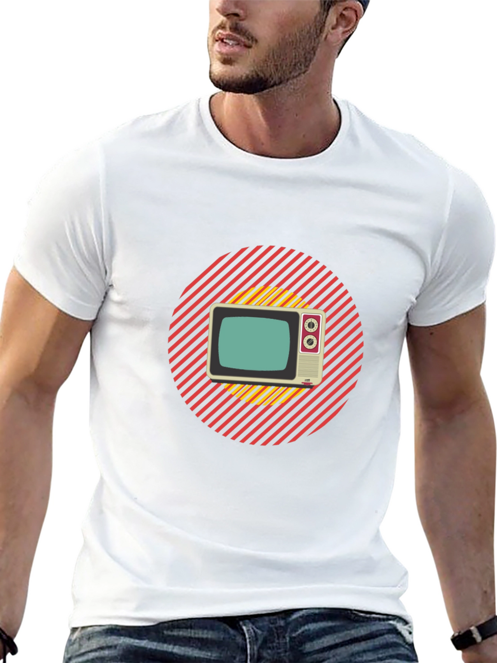 Retro TV Graphic T-Shirt - Black Cotton Blend
