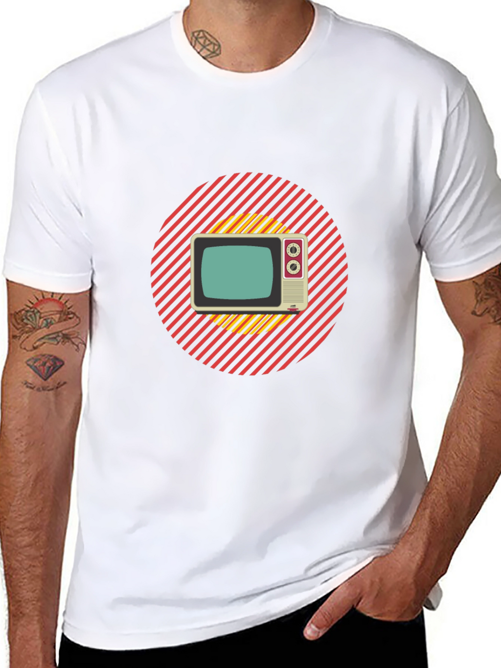 Retro TV Graphic T-Shirt - Black Cotton Blend