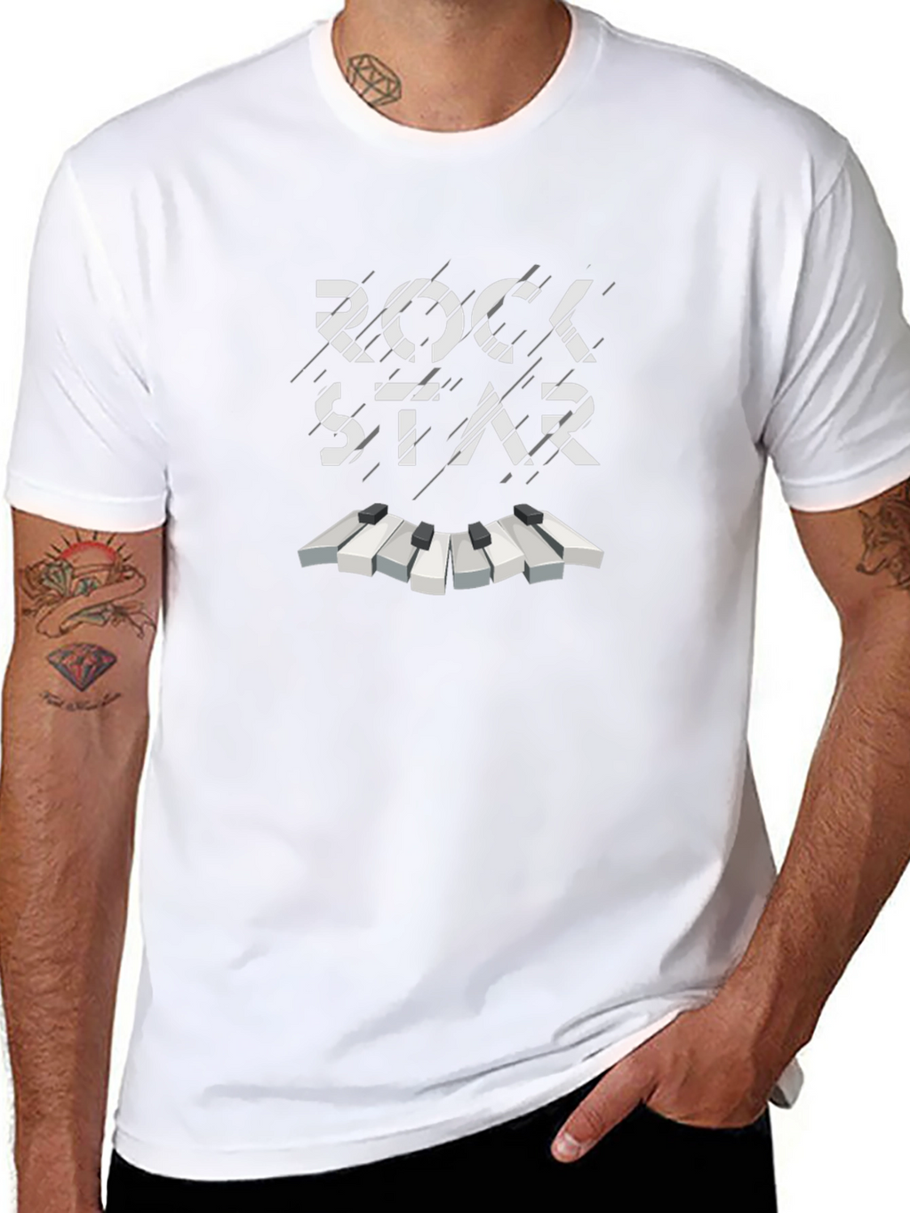 Rock Star Piano Keys Graphic Tee - Black