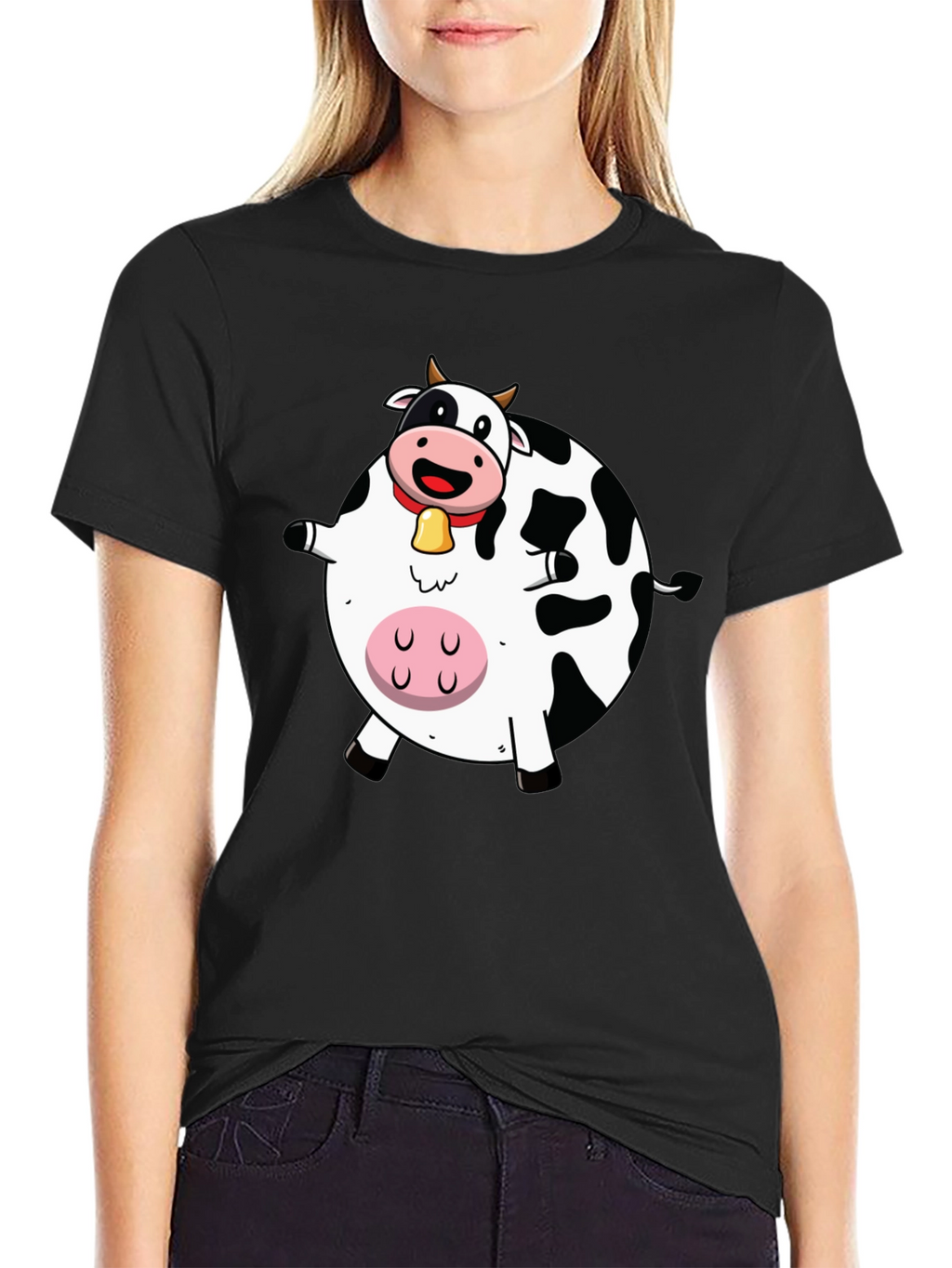 Funny Cartoon Cow Graphic T-Shirt