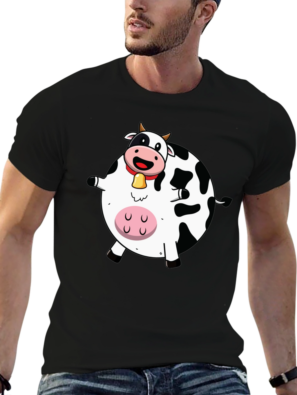 Funny Cartoon Cow Graphic T-Shirt
