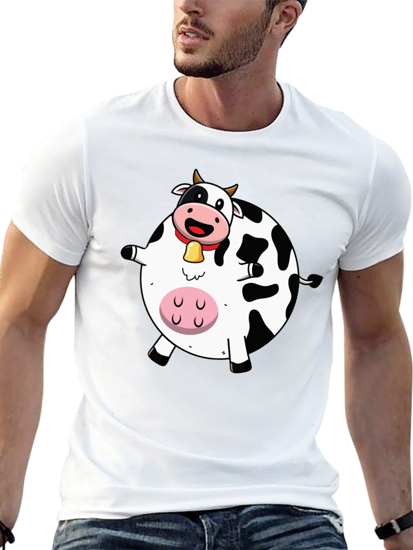 Funny Cartoon Cow Graphic T-Shirt