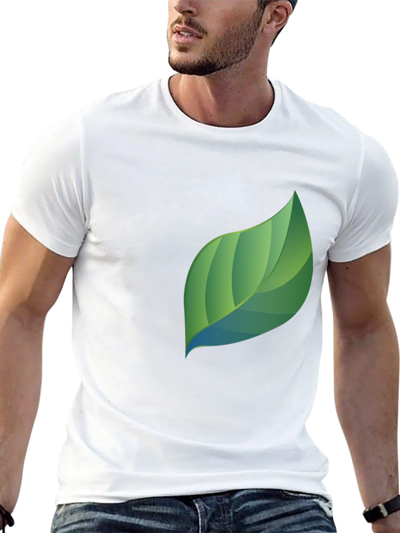Modern Leaf Graphic Black T-Shirt