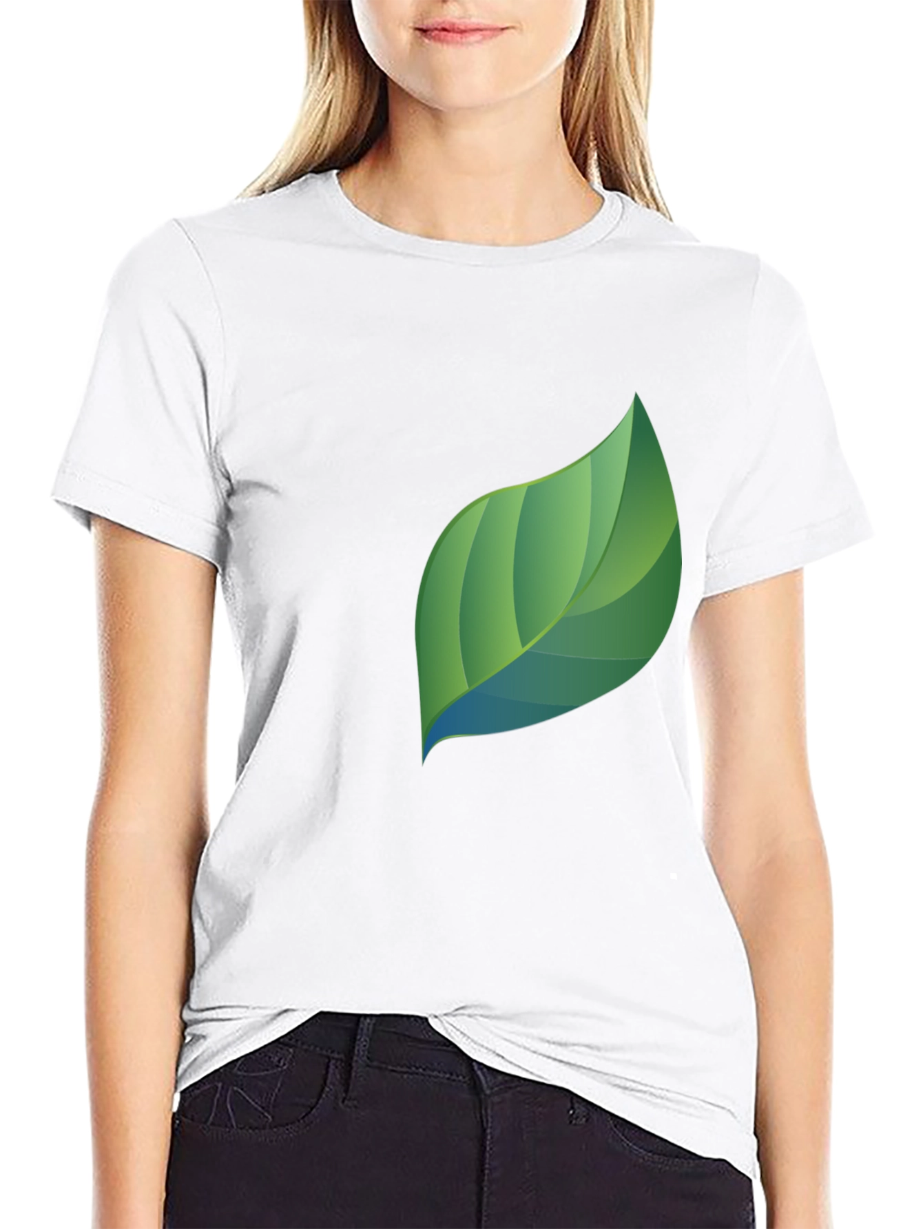 Modern Leaf Graphic Black T-Shirt
